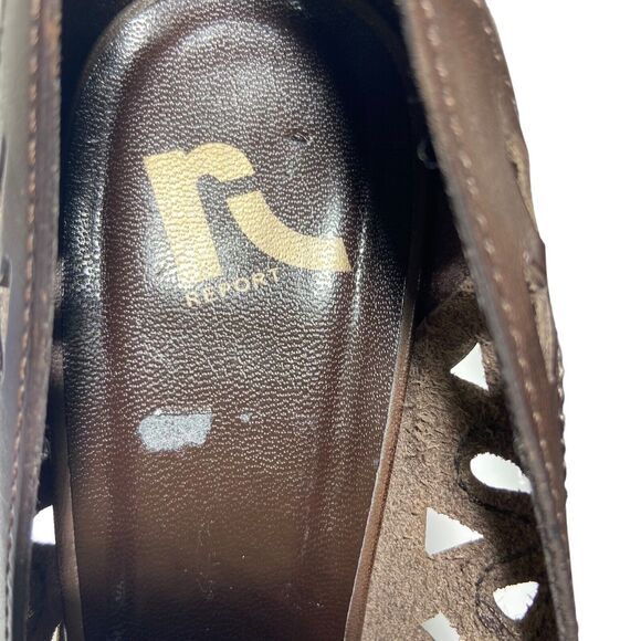 Report Jocelyn Wedge Shoes Women's Size 7.5 M Brown Perforated Leather Boho - Picture 9 of 11